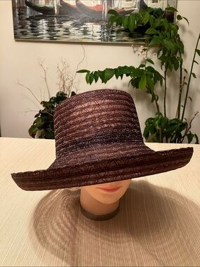 Chic Brown Wide-Brim Polyester Braid Hat